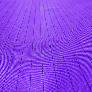Tela tejida ESD antiestática de poliéster púrpura a rayas de 5 mm para ropa antiestática