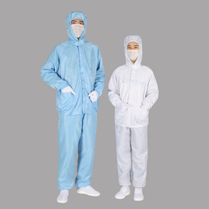 Stripe Grid Unisex Workwear Anti Static Cleanroom Lab Jacket con capucha ESD ropa de trabajo 